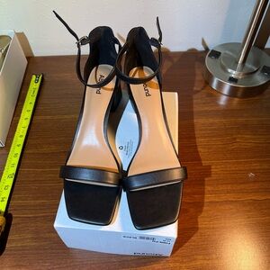 Women’s size 13 abound black heels 2.5” heel brand new square toe strap